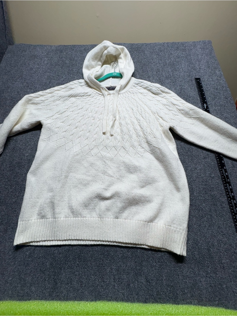 Lane Bryant Women's Cream Hooded Cable Knit Sweater size 18/20